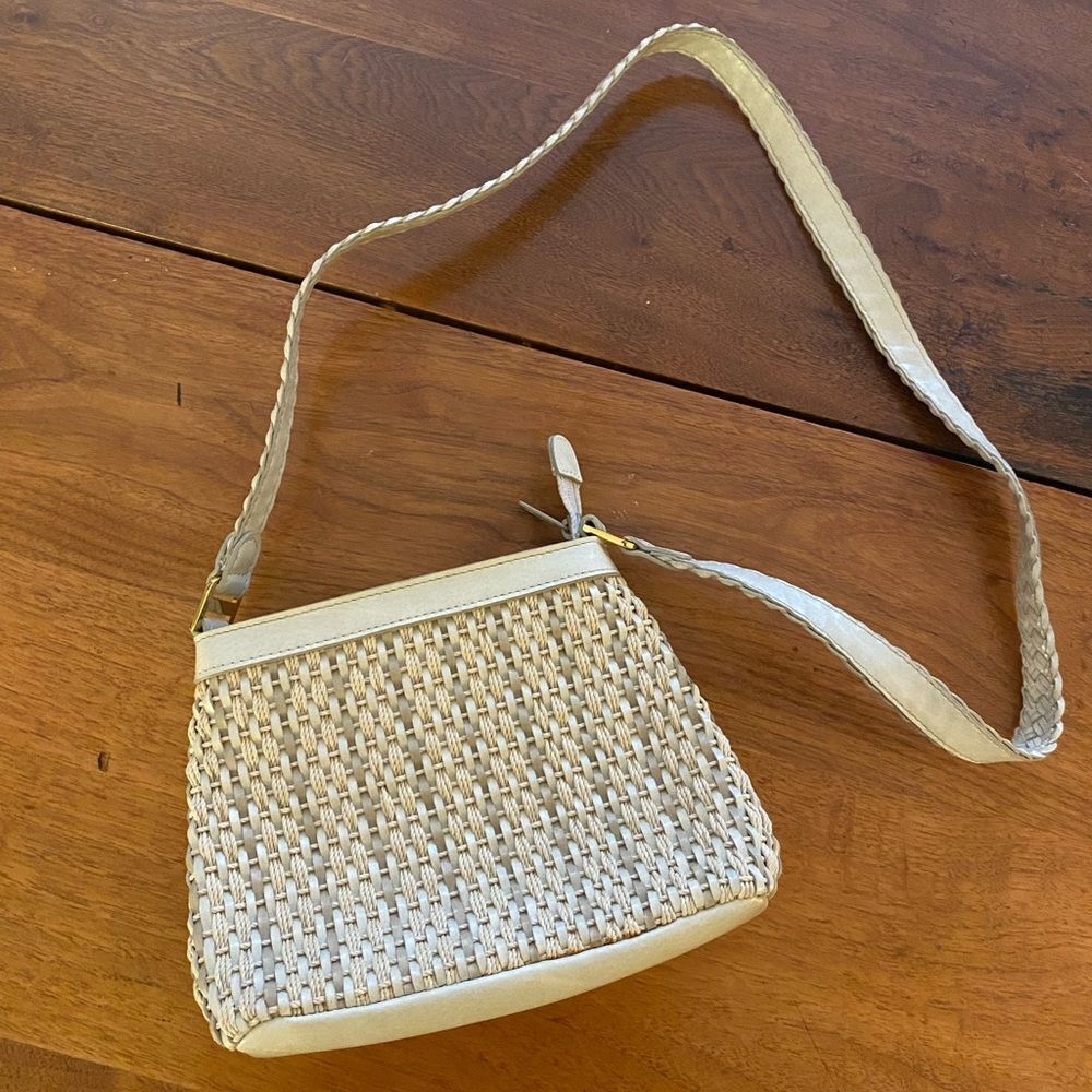 Liz Claiborne Cream Woven Shoulder Bag